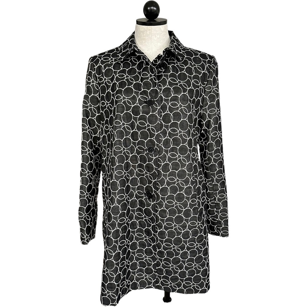 Calvin Klein Geometric Circles Button Front Coat Lined in Pink Size Medium - Picture 14 of 14